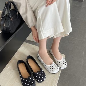 2025 New Fashion Shallow Mouth Polka Dot Women's Flat Shoes