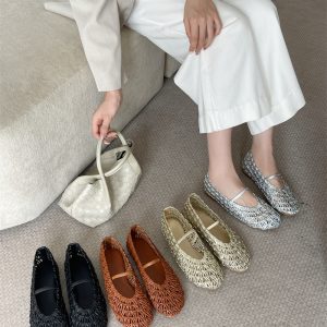 2025 New Fashion Flat Woven Shoes Hollow Out Women's Shoes
