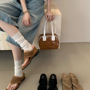 2026 Summer New Thong Sandals Wedge Heel Korean Style Beach Slippers Women