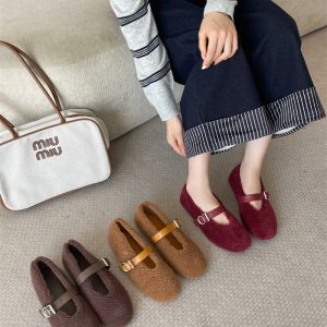 2025 Autumn Winter Women's Flat Fur Lined Shoes